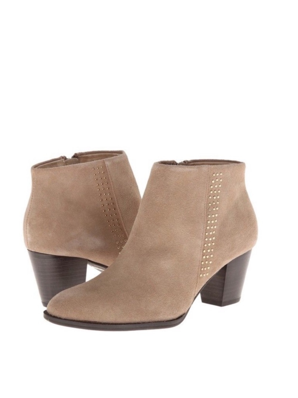 Vionic Georgia Suede Stud Heeled Ankle Boot Tan 7.5